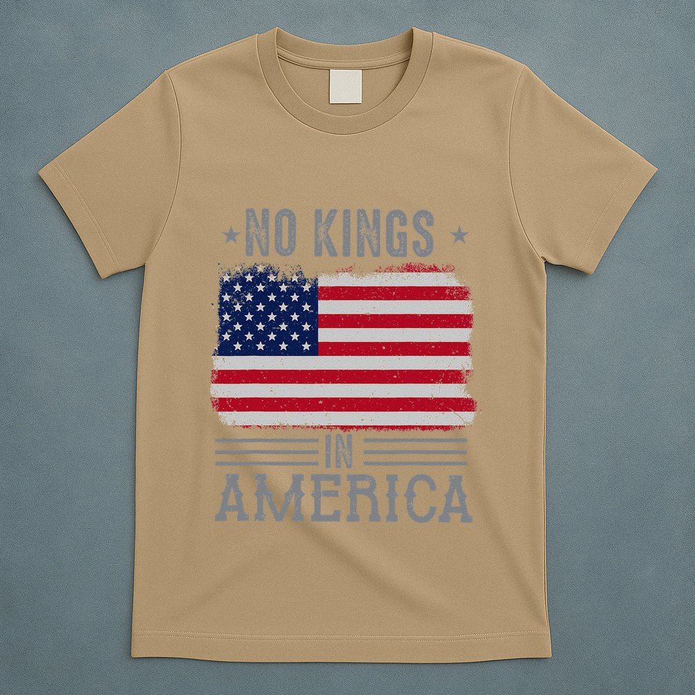 No Kings In America Flag Protest Save Democracy T-Shirt