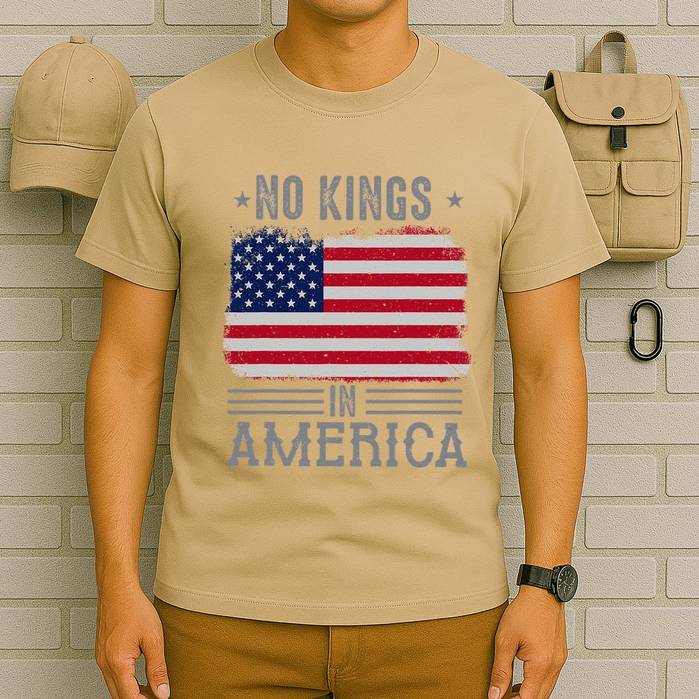 No Kings In America Flag Protest Save Democracy T-Shirt