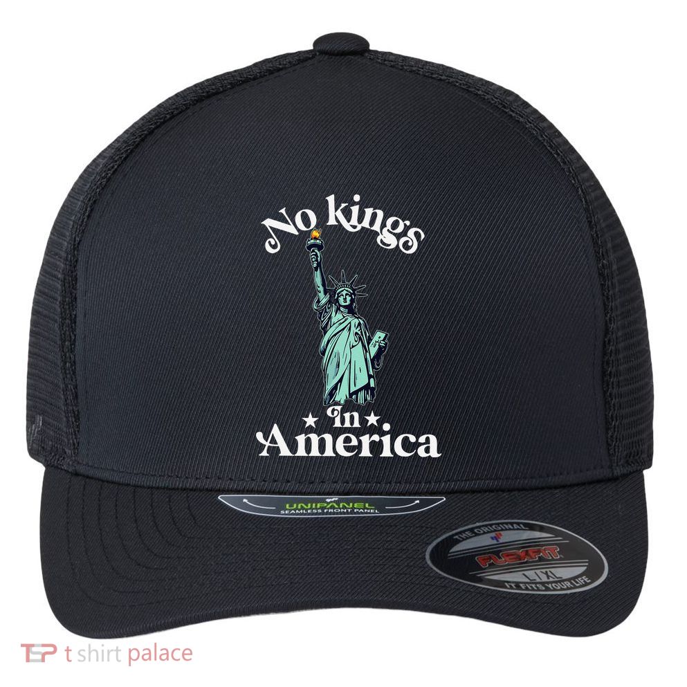 No Kings In America Flag Protest Save Democracy Flexfit Unipanel Trucker Cap