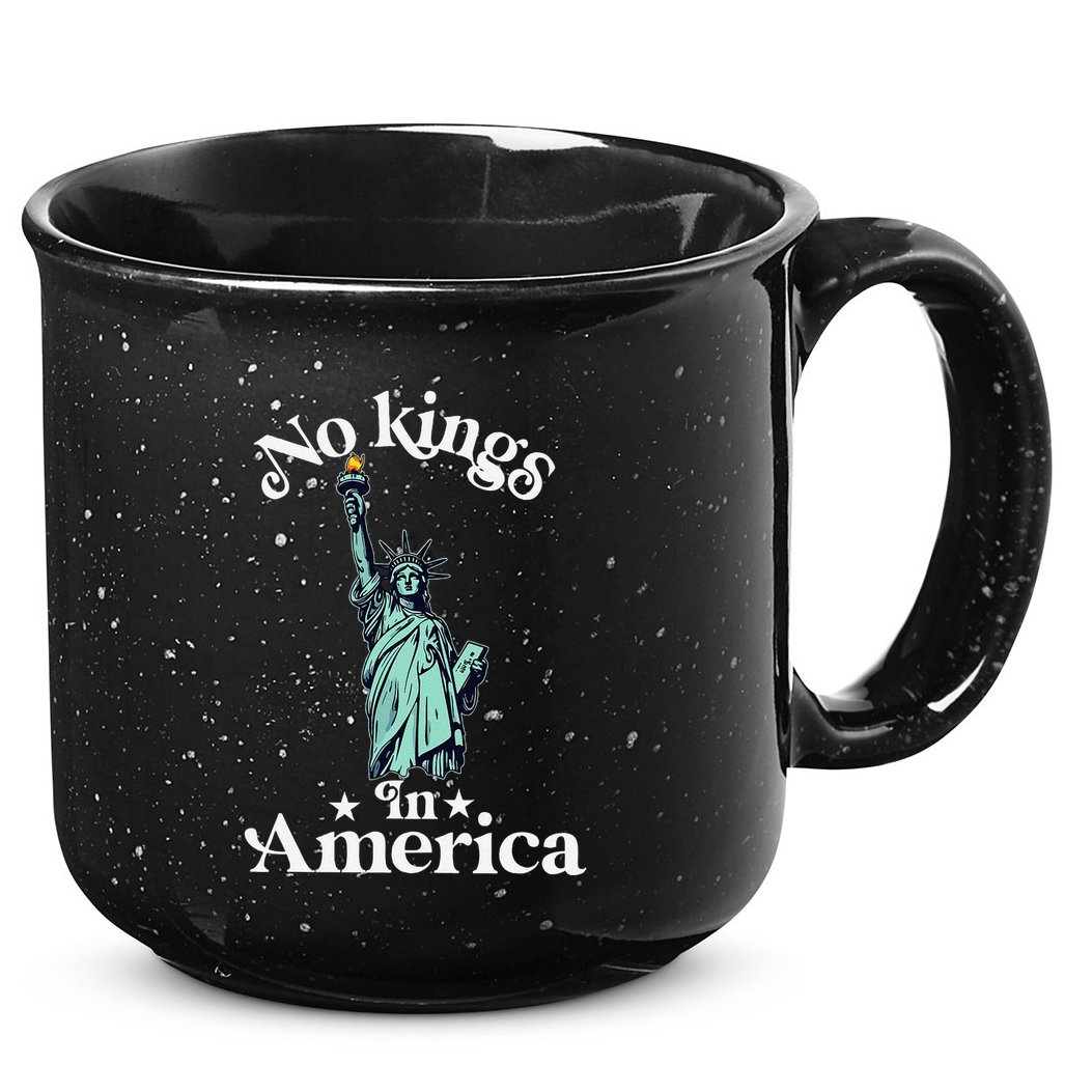 No Kings In America Flag Protest Save Democracy 15oz Campfire Ceramic Mug