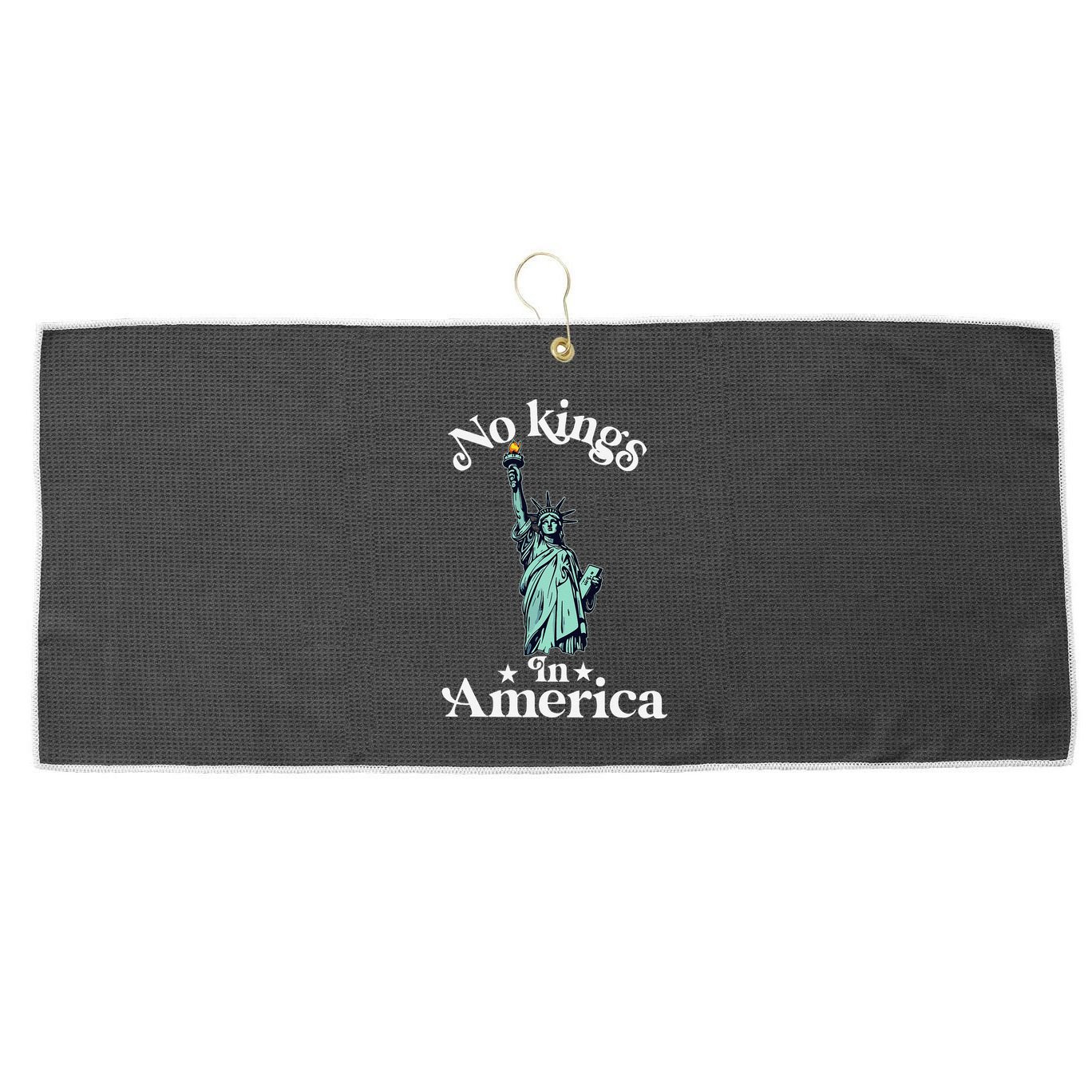 No Kings In America Flag Protest Save Democracy Large Microfiber Waffle Golf Towel