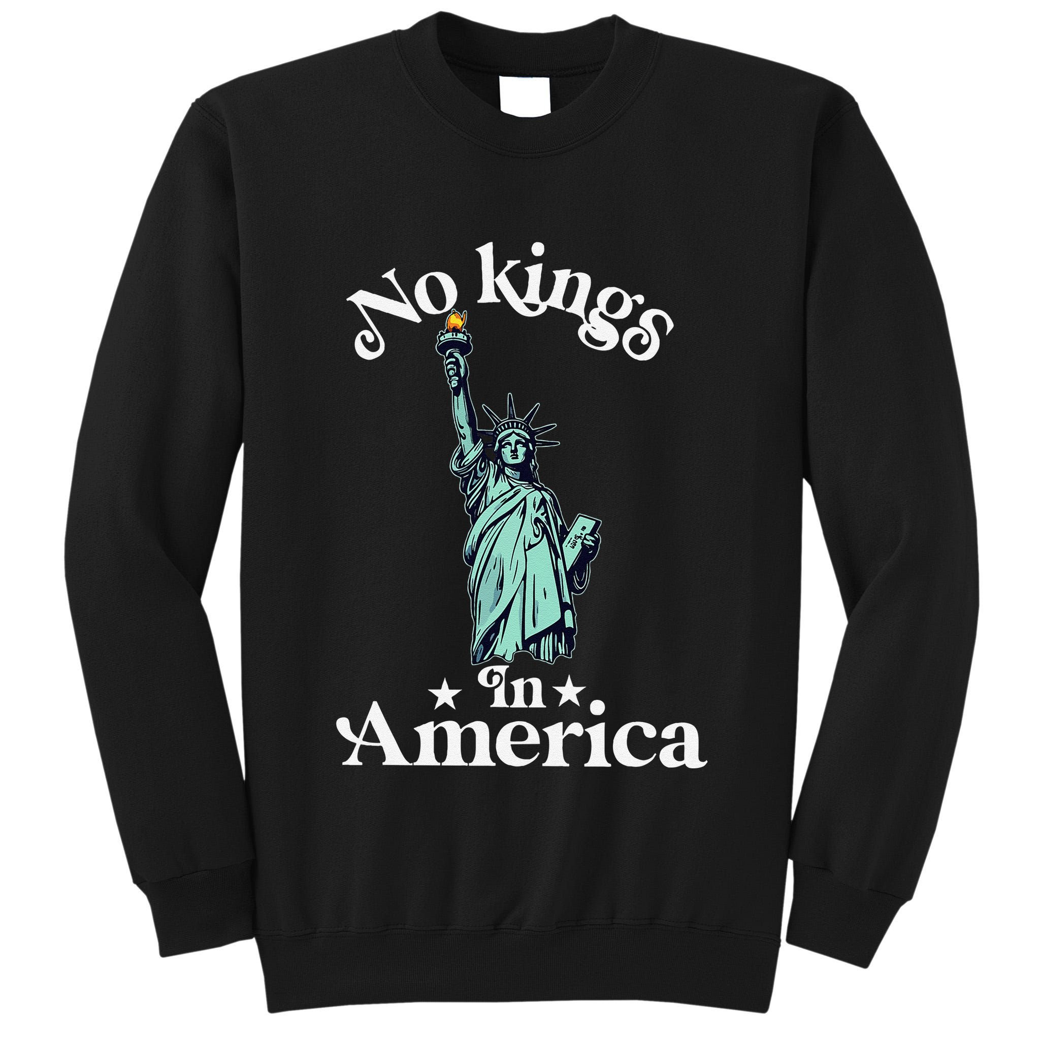 No Kings In America Flag Protest Save Democracy Tall Sweatshirt