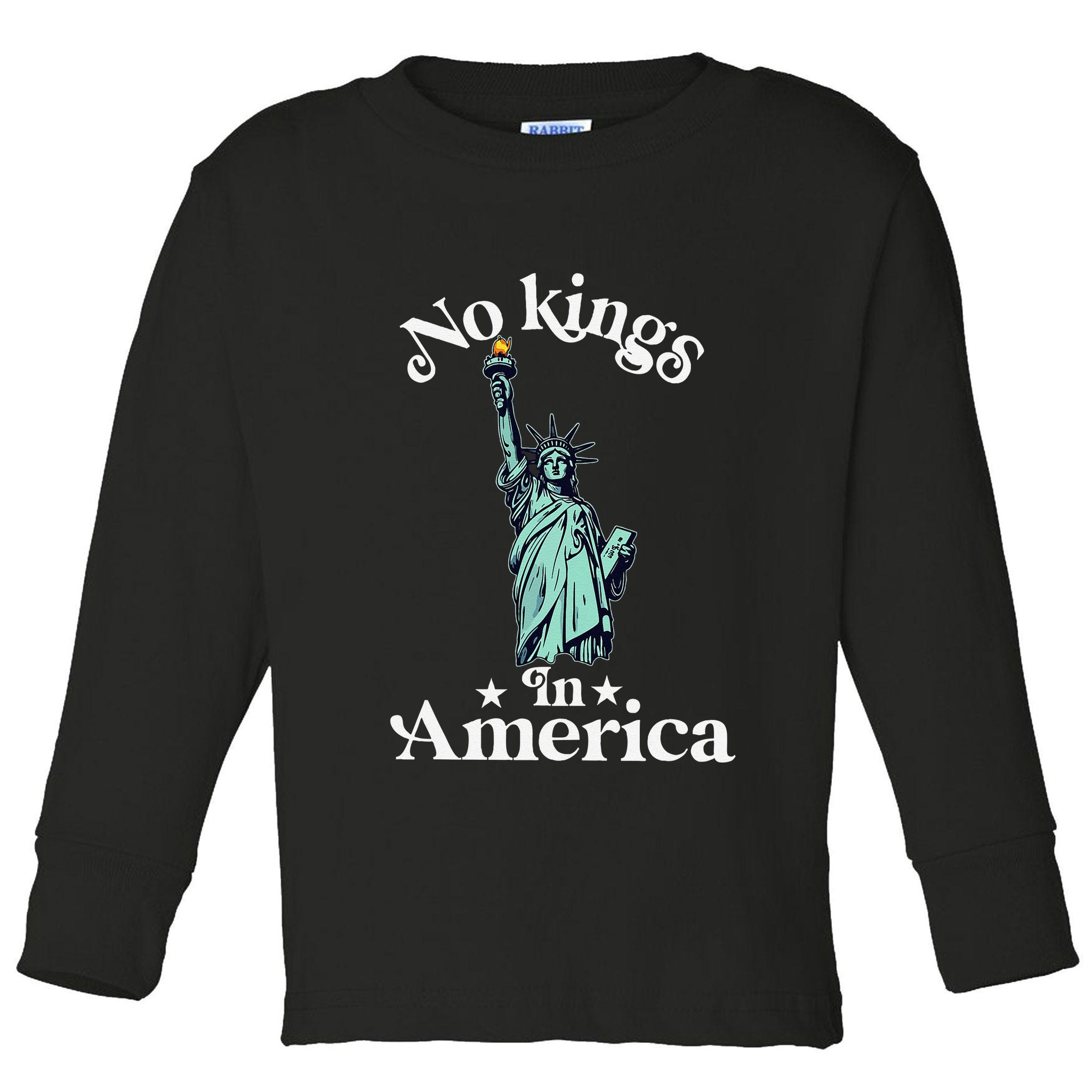No Kings In America Flag Protest Save Democracy Toddler Long Sleeve Shirt