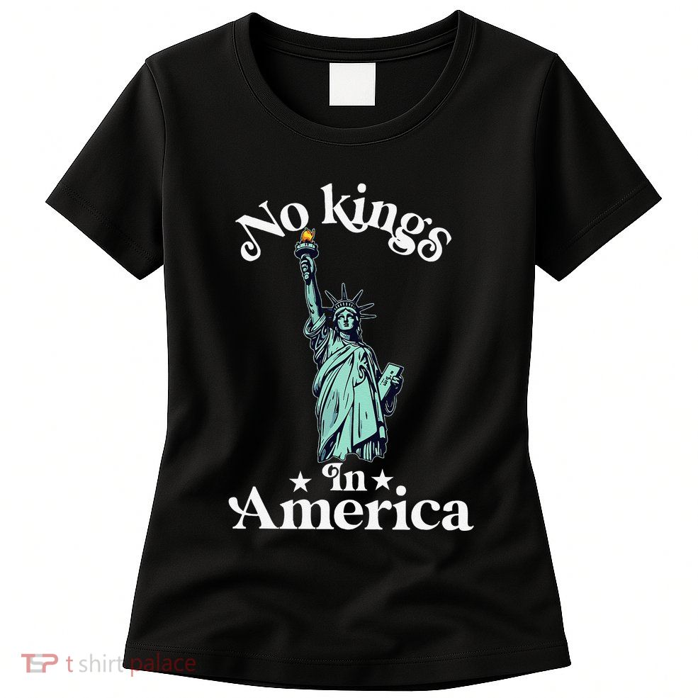 No Kings In America Flag Protest Save Democracy Womens T-Shirt