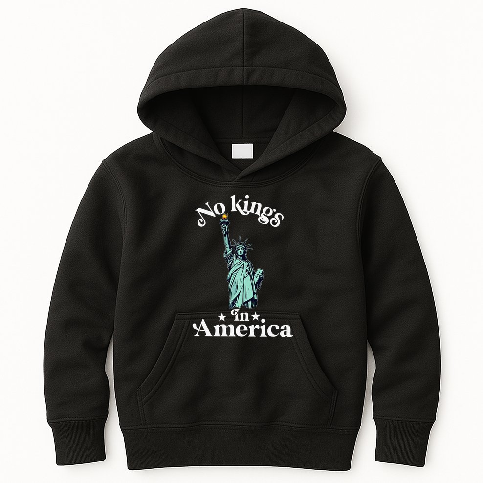 No Kings In America Flag Protest Save Democracy Kids Hoodie