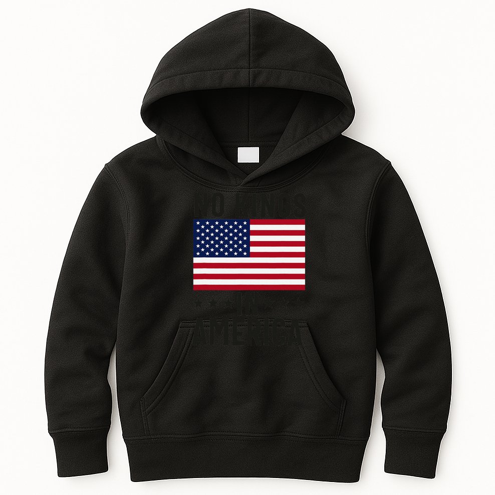 No Kings In America Flag Protest Save Democracy Kids Hoodie