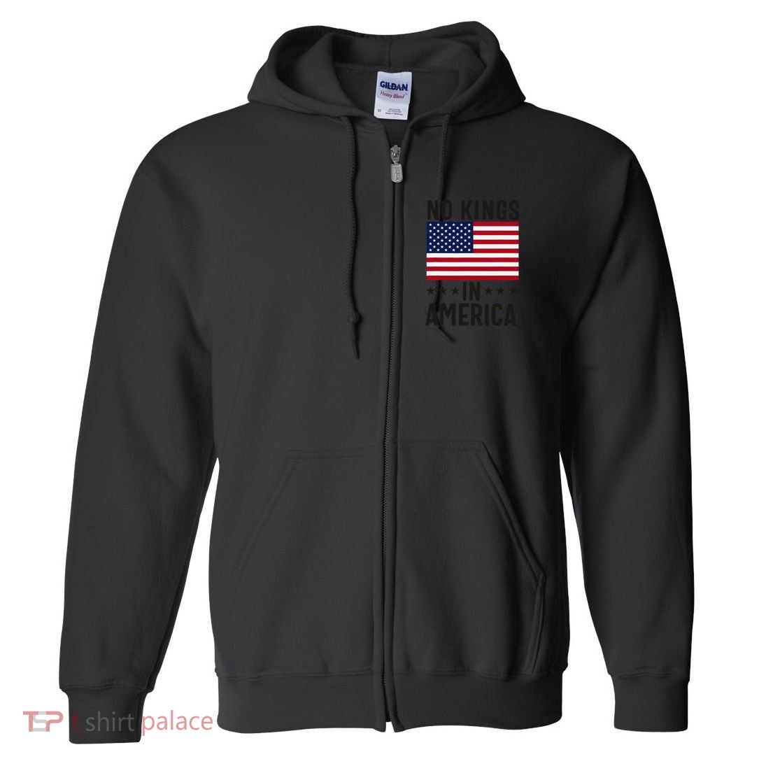 No Kings In America Flag Protest Save Democracy Full Zip Hoodie