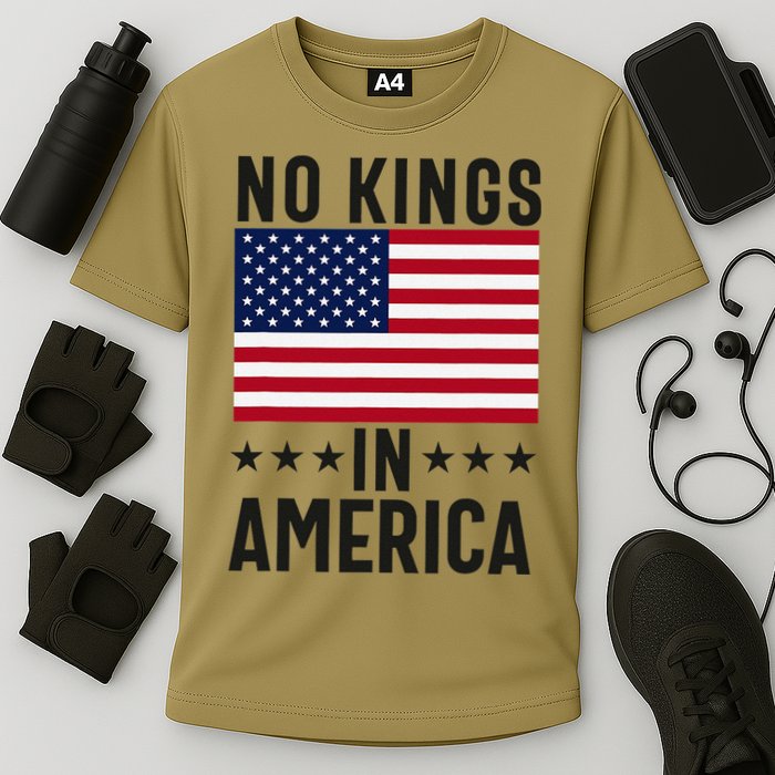 No Kings In America Flag Protest Save Democracy Cooling Performance Crew T-Shirt