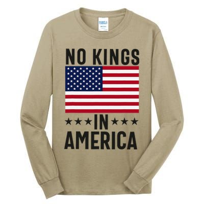 No Kings In America Flag Protest Save Democracy Tall Long Sleeve T-Shirt