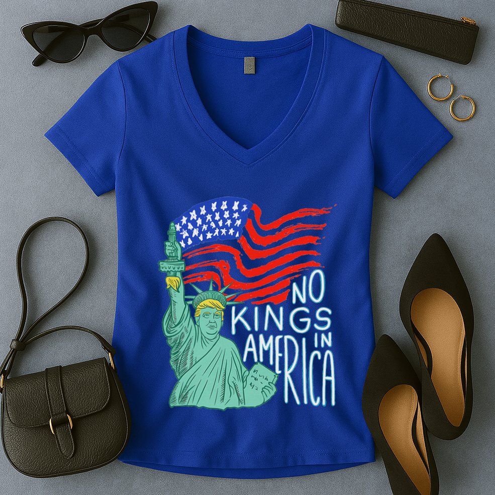 No Kings In America We The People Political Women's V-Neck T-Shirt