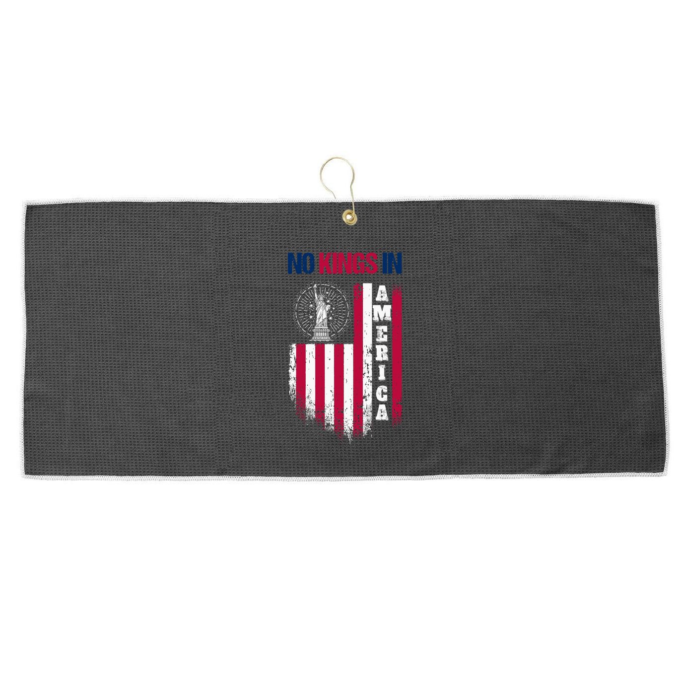 No Kings In America Anti Trump President Liberal Large Microfiber Waffle Golf Towel