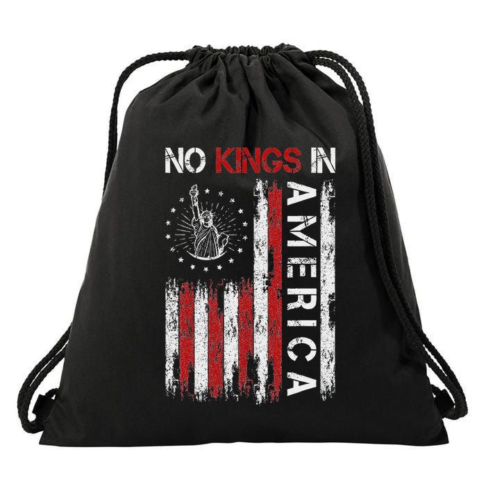 No Kings In America Drawstring Bag