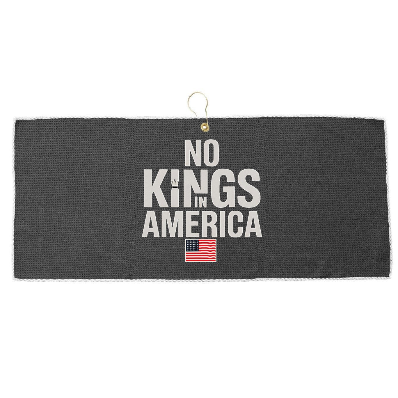 No Kings In America Democracy Anti Trump America No King Large Microfiber Waffle Golf Towel