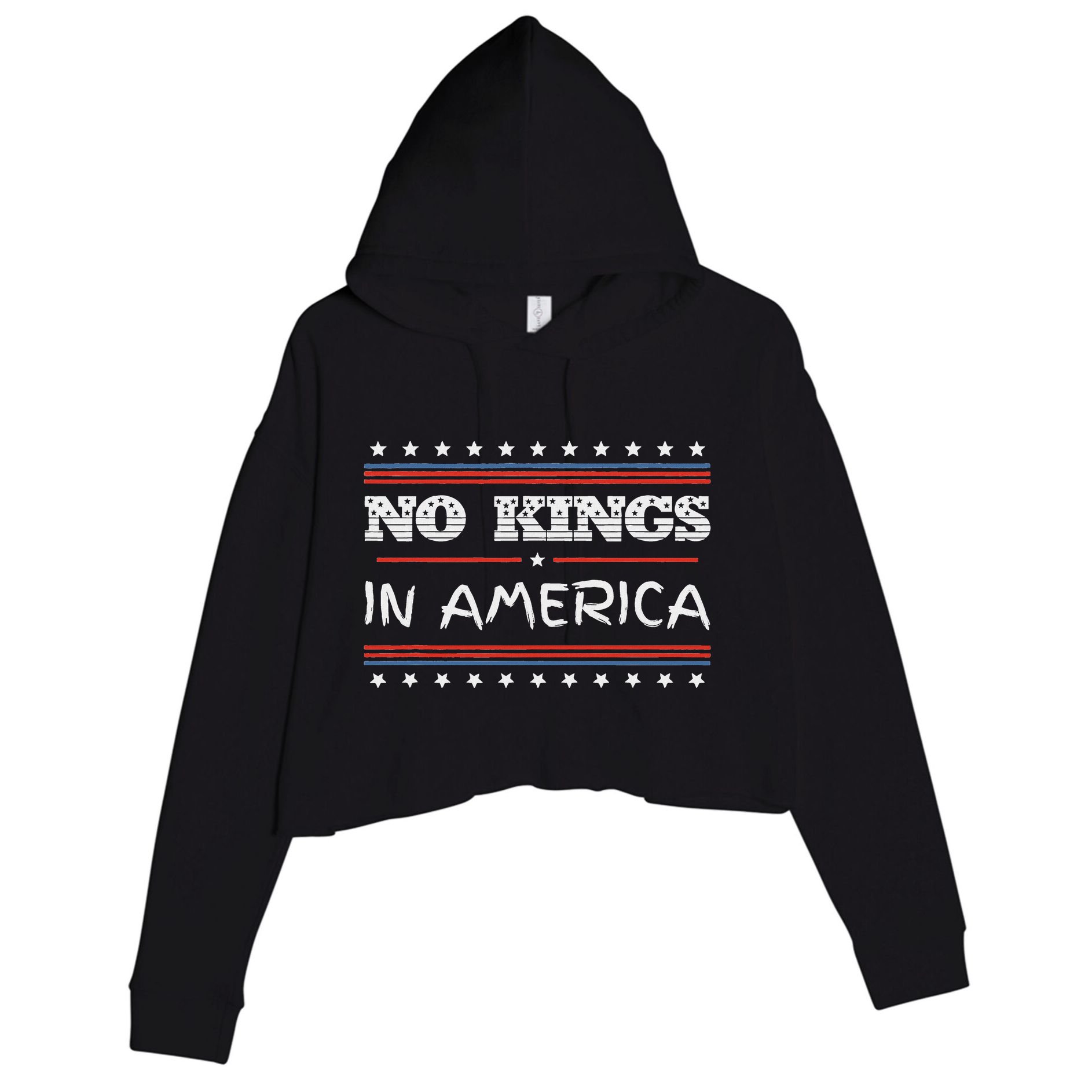 No Kings In America Save Democracy I Dissent Anti Trump Flag Crop Fleece Hoodie