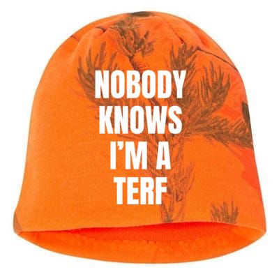 Nobody Knows IM A Terf Funny Gift Kati - Camo Knit Beanie