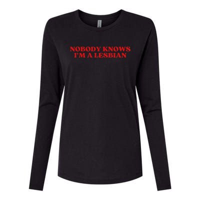 Nobody Knows Im A Lesbian Aesthetic Womens Cotton Relaxed Long Sleeve T-Shirt