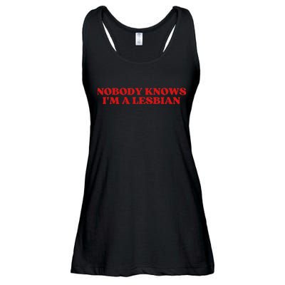 Nobody Knows Im A Lesbian Aesthetic Ladies Essential Flowy Tank