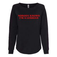 Nobody Knows Im A Lesbian Aesthetic Womens California Wash Sweatshirt