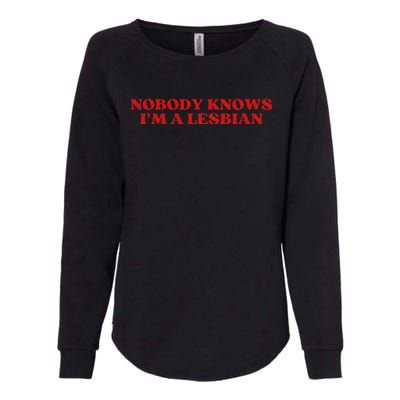 Nobody Knows Im A Lesbian Aesthetic Womens California Wash Sweatshirt