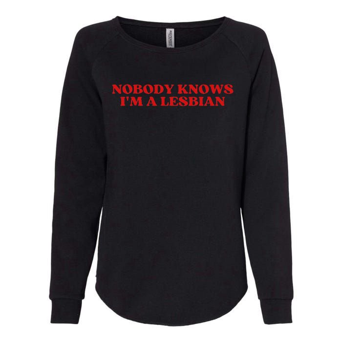 Nobody Knows Im A Lesbian Aesthetic Womens California Wash Sweatshirt