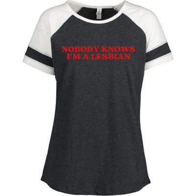 Nobody Knows Im A Lesbian Aesthetic Enza Ladies Jersey Colorblock Tee