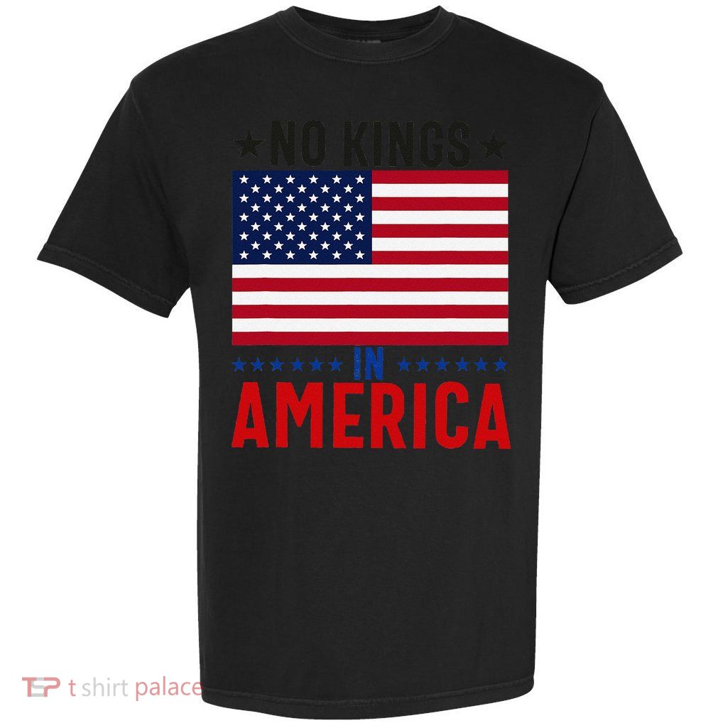 No Kings In America Flag Protest Save Democracy Garment-Dyed Heavyweight T-Shirt