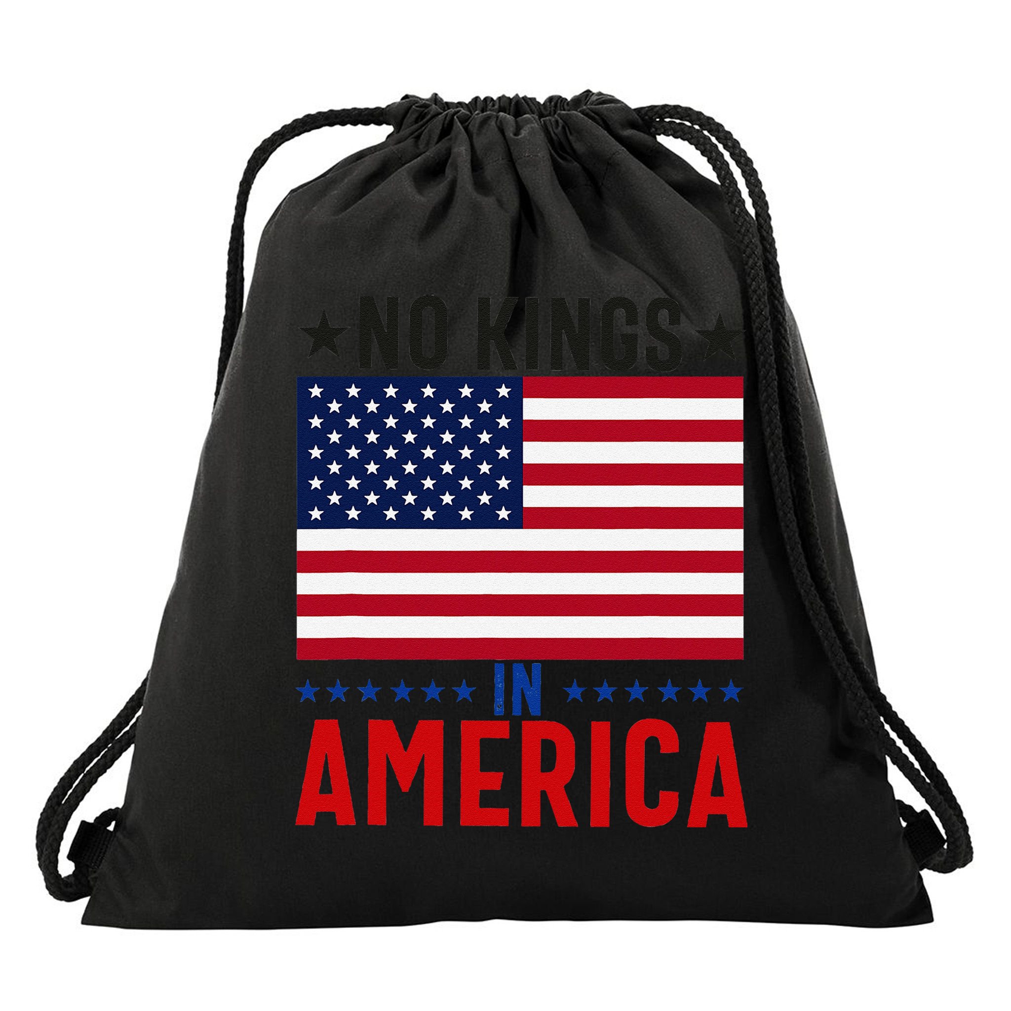 No Kings In America Flag Protest Save Democracy Drawstring Bag