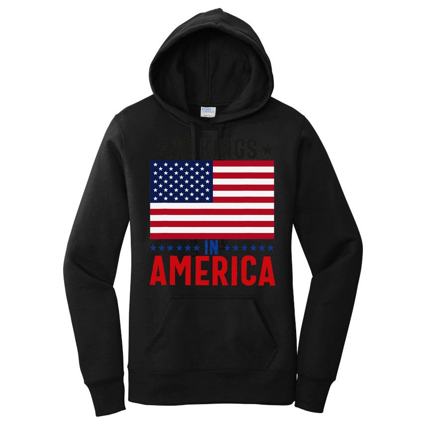 No Kings In America Flag Protest Save Democracy Women's Pullover Hoodie