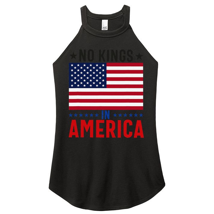 No Kings In America Flag Protest Save Democracy Women's Perfect Tri Rocker Tank