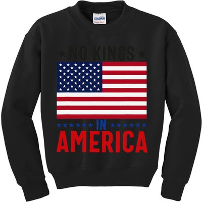 No Kings In America Flag Protest Save Democracy Kids Sweatshirt