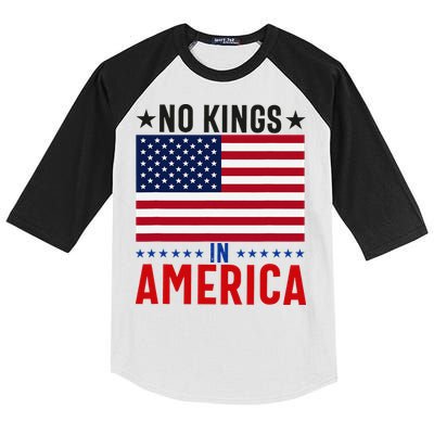 No Kings In America Flag Protest Save Democracy Kids Colorblock Raglan Jersey