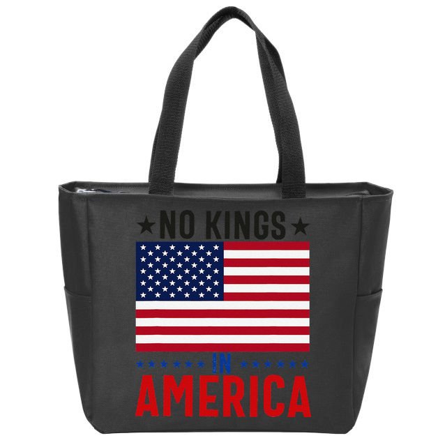 No Kings In America Flag Protest Save Democracy Zip Tote Bag