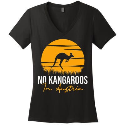 No Kangaroos In Austria Kangaroo Animal Lover Wildlife Women's V-Neck T-Shirt