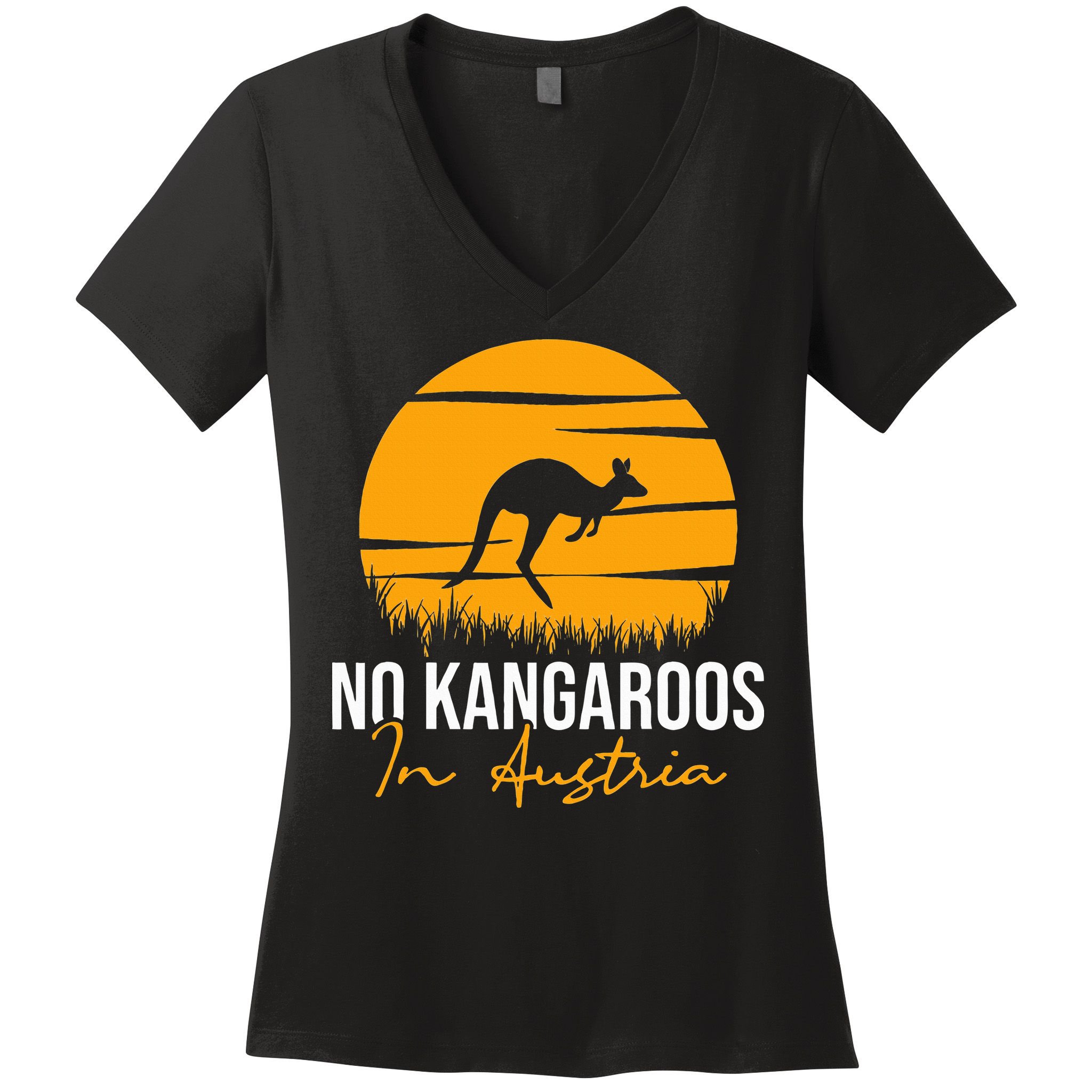 No Kangaroos In Austria Kangaroo Animal Lover Wildlife Women's V-Neck T-Shirt