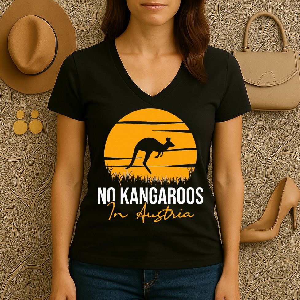 No Kangaroos In Austria Kangaroo Animal Lover Wildlife Women's V-Neck T-Shirt