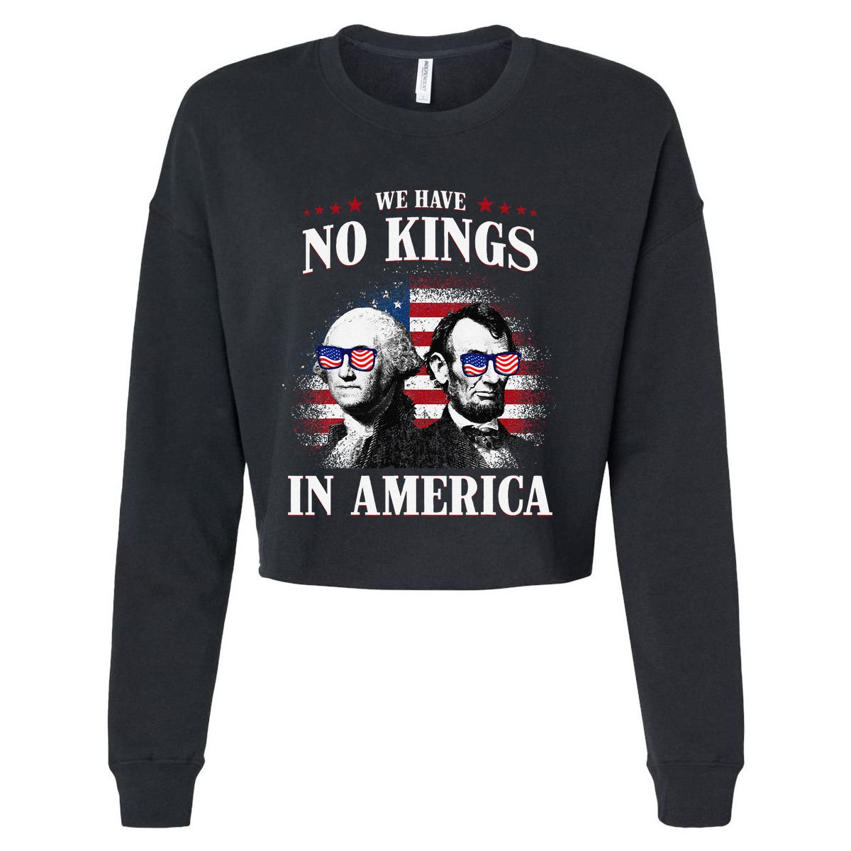 No Kings In America Democracy United States Independence Usa Cropped Pullover Crew