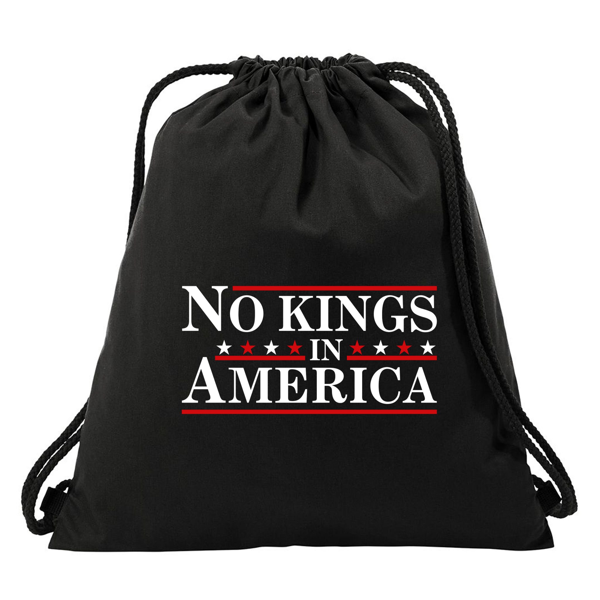 No Kings In America Drawstring Bag