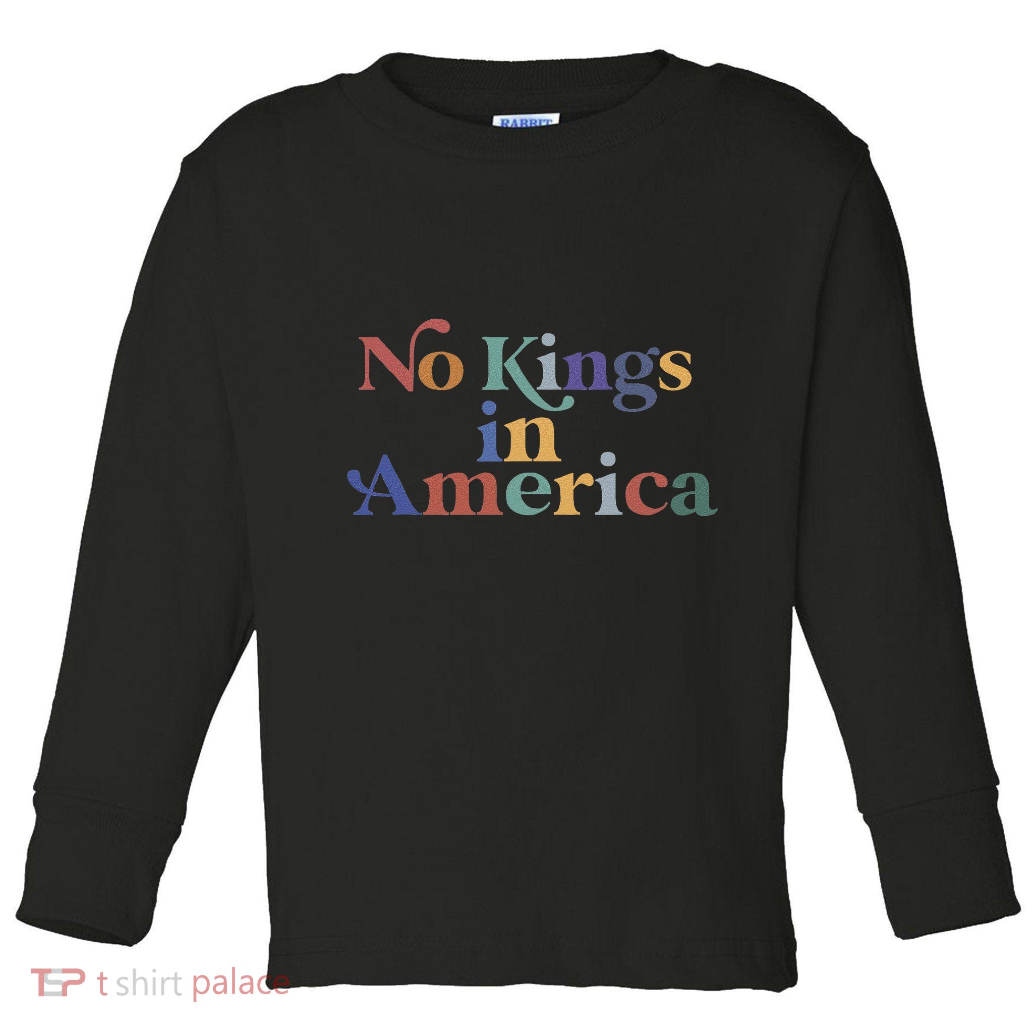 No Kings In America Flag Protest Save Democracy Toddler Long Sleeve Shirt