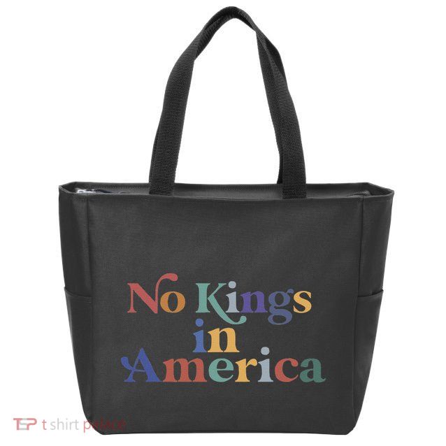 No Kings In America Flag Protest Save Democracy Zip Tote Bag