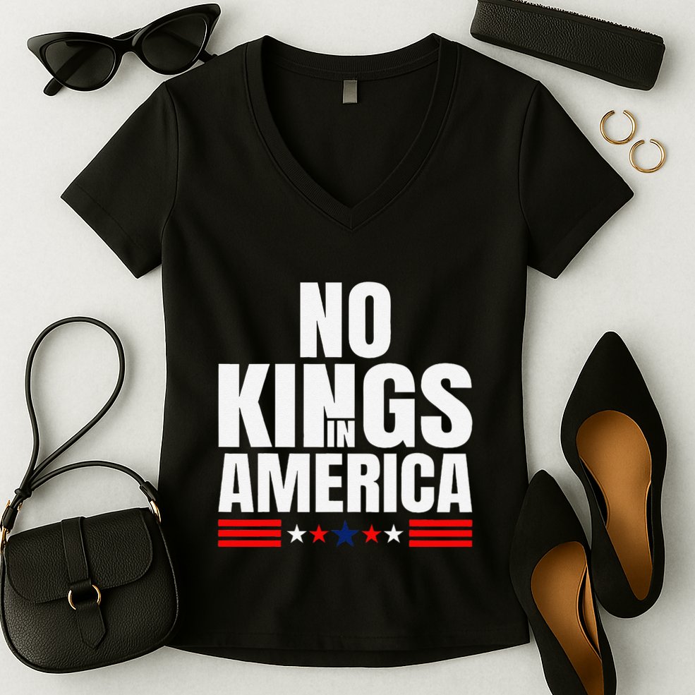 No Kings In America Court Ruling Protest Save Democracy Usa Women's V-Neck T-Shirt