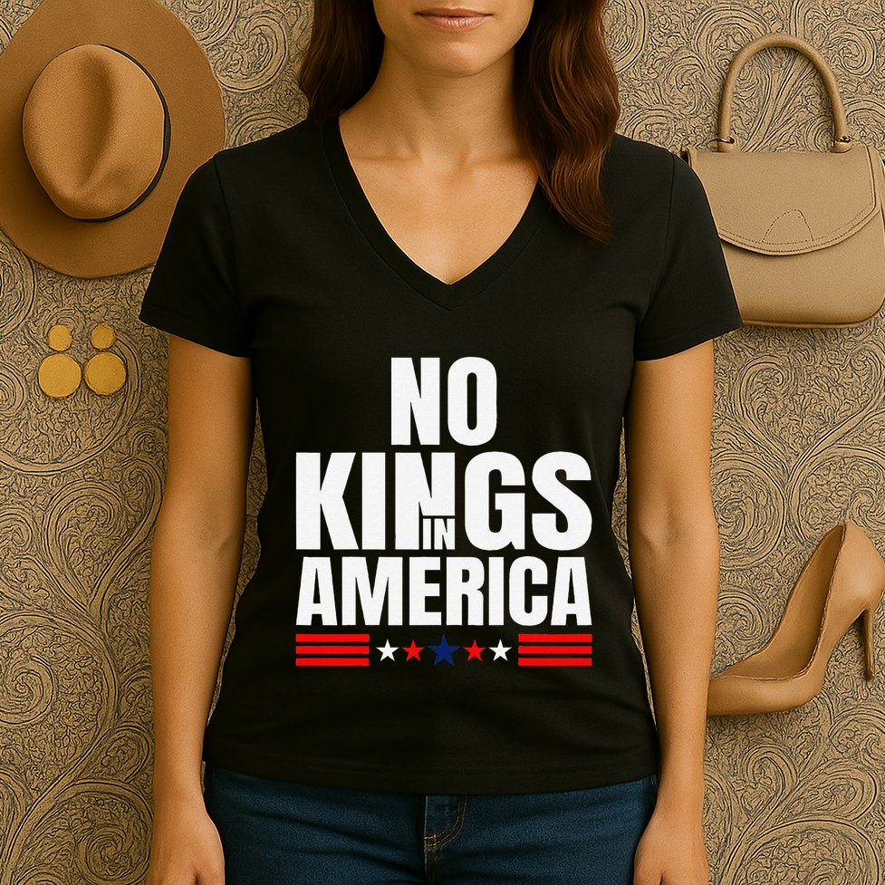 No Kings In America Court Ruling Protest Save Democracy Usa Women's V-Neck T-Shirt