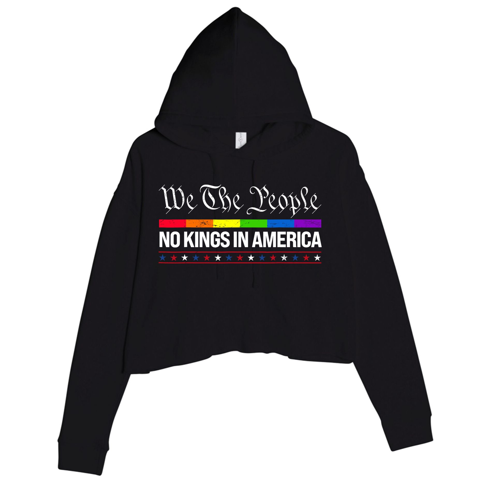 No Kings In America We The People Political Crop Fleece Hoodie