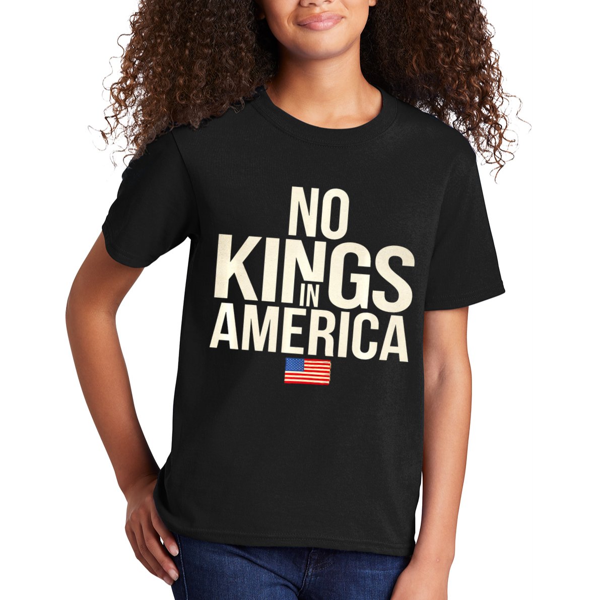 No Kings In America Democracy United States Independence Kids T-Shirt
