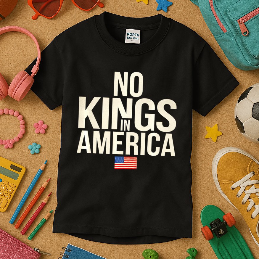 No Kings In America Democracy United States Independence Kids T-Shirt