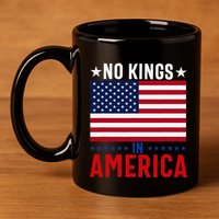 No Kings In America Flag Protest Save Democracy 11oz C Handle Ceramic Mug