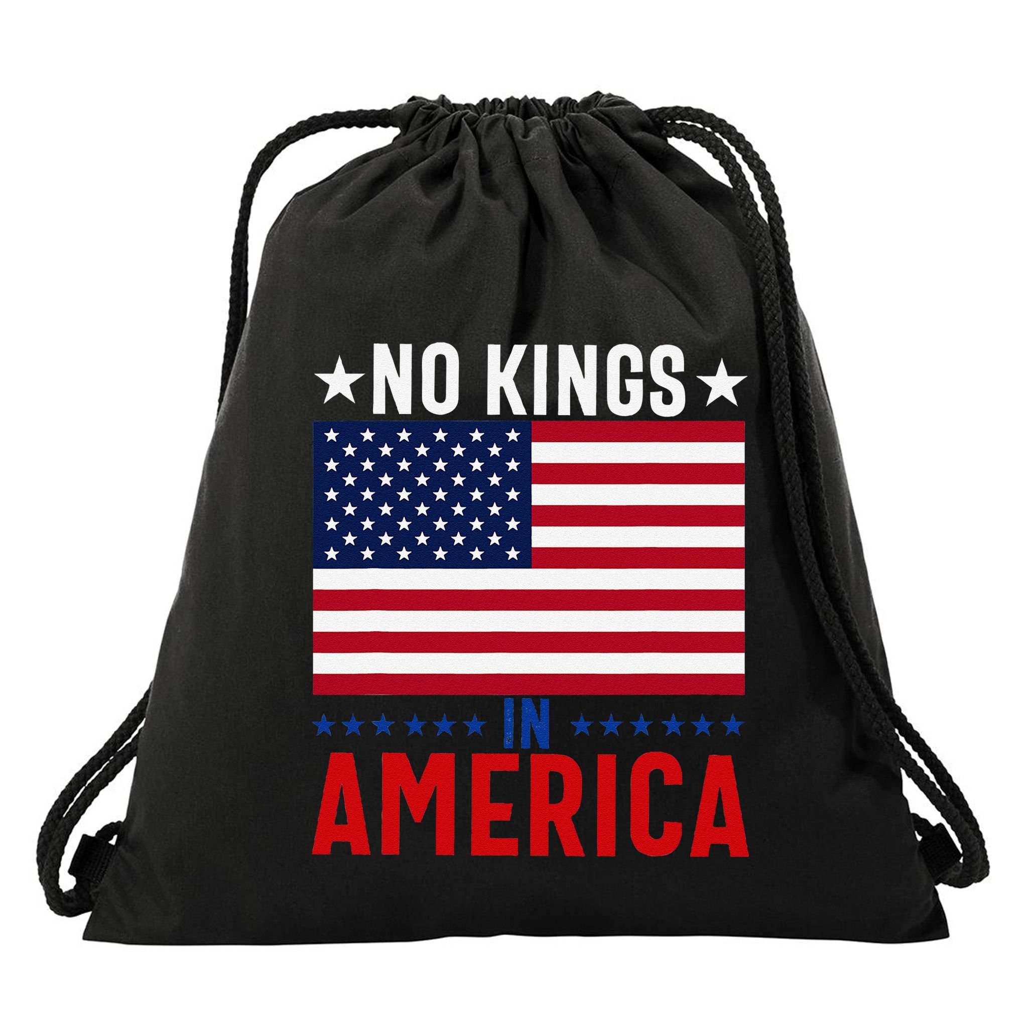 No Kings In America Flag Protest Save Democracy Drawstring Bag