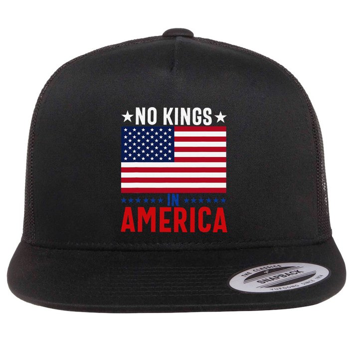 No Kings In America Flag Protest Save Democracy Flat Bill Trucker Hat