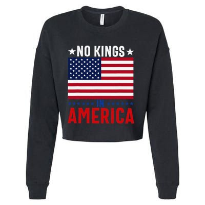No Kings In America Flag Protest Save Democracy Cropped Pullover Crew
