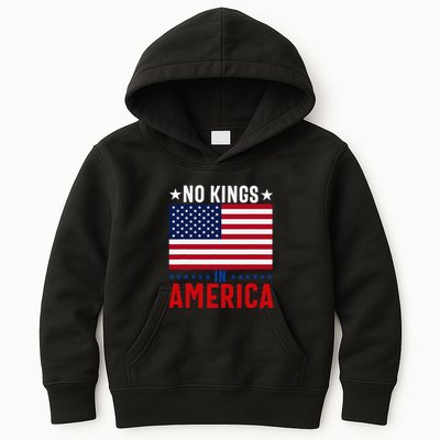 No Kings In America Flag Protest Save Democracy Kids Hoodie