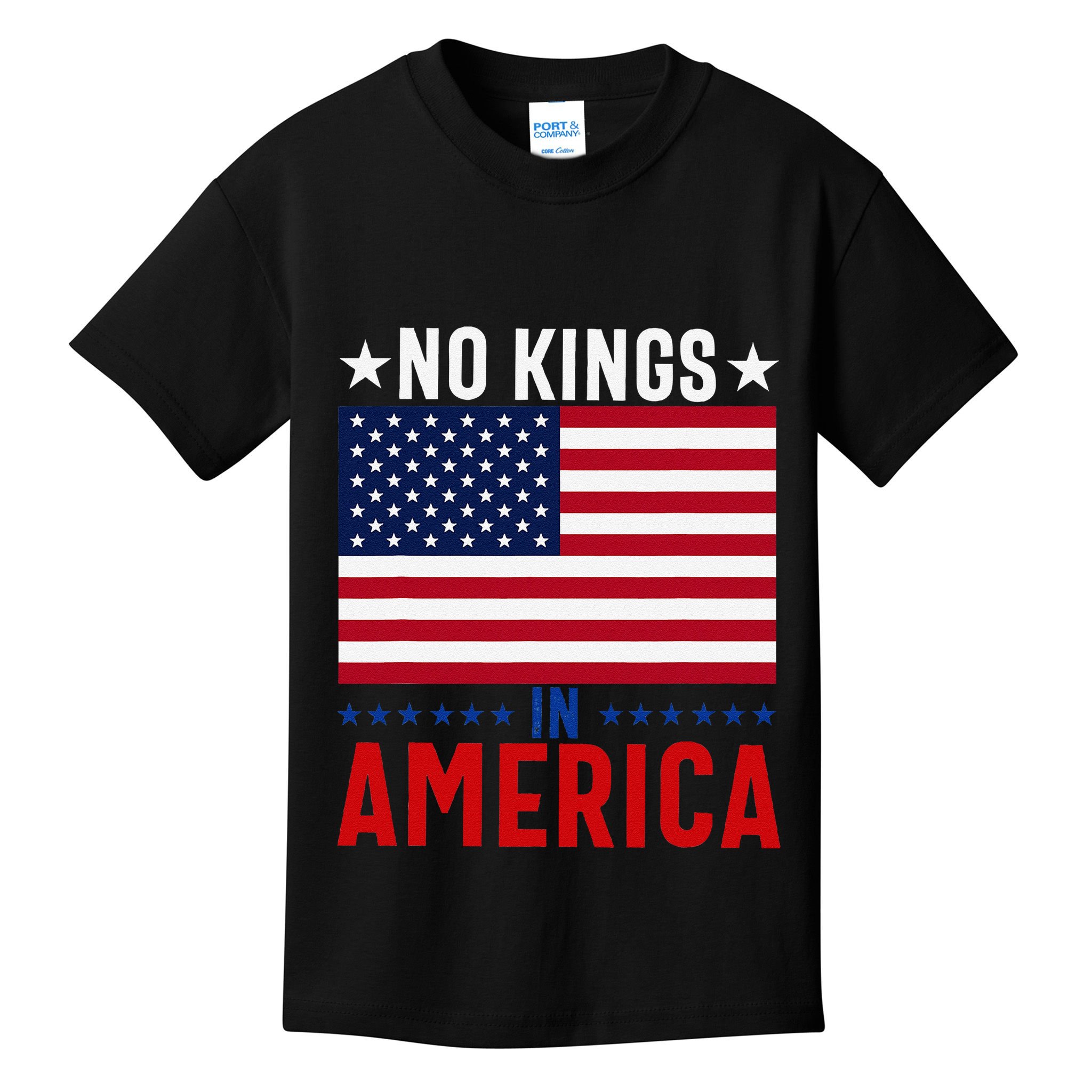 No Kings In America Flag Protest Save Democracy Kids T-Shirt